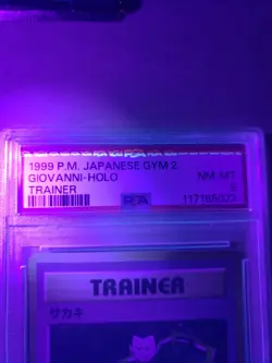1999 Pokemon Japanese Gym 2 Trainer Holo Giovanni PSA 8 - Image 4
