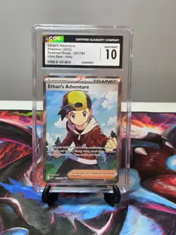 2025 POKEMON CGC 10 ETHAN'S ADVENTURE 221/182 DESTINED RIVALS ULTRA RARE HOLO - Image 1