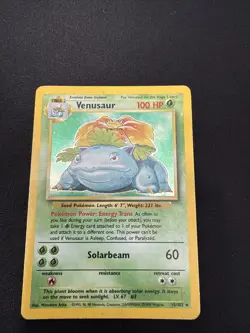 Pokemon TCG Venusaur 15/102 Base Set Unlimited Holo Rare Vintage HP DMG - Image 1