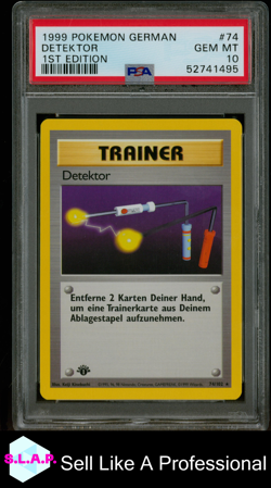 DETEKTOR 1ST EDITION POKEMON GERMAN 1999 74 PSA 10 - Image 1