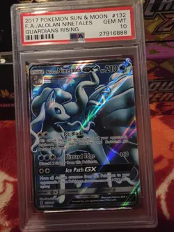 2017 Pokemon Sun & Moon Set Alolan Ninetales GX 132/145 Guardians Rising PSA 10 - Image 1