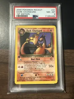 Pokemon Dark Charizard TCG 21/82 Non-Holo Rare 1st Edition PSA 8 - Image 1