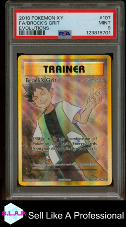 FA/BROCK'S GRIT EVOLUTIONS POKEMON XY EVOLUTIONS 2016 107 PSA 9 - Image 1