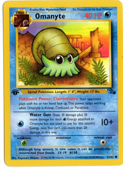 Omanyte 1st Edition 52/62 Fossil Set Pokemon Card - Image 1