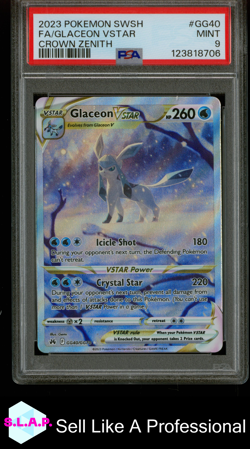 FA/GLACEON VSTAR CROWN ZENITH POKEMON SWSH CROWN ZENITH 2023 GG40 PSA 9 - Image 1