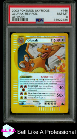 GLURAK-REV.FOIL GERMAN POKEMON SKYRIDGE 2003 146 PSA 8 - Image 1
