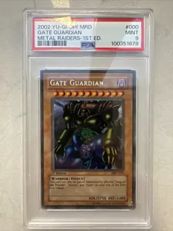 YuGiOh Gate Guardian 1st Edition MRD-000 Metal Raiders PSA 9 Mint - Image 1