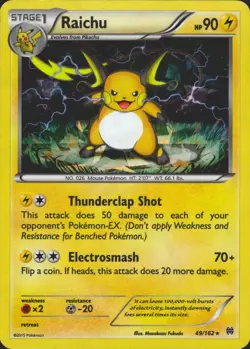 Raichu 49/162 (BREAKthrough) (Cracked Ice Holo) Deck Excl Pokemon Card LP - Image 1