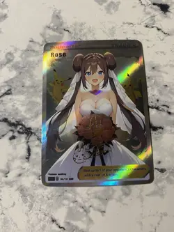 Rose Full Art Pokemon Wedding Signature Anime Waifu ACG DIY Trainer Art card - Image 1