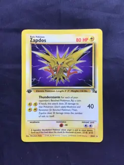 Pokemon Cards: Fossil 1st Edition Rare: Zapdos 30/62 - Image 1