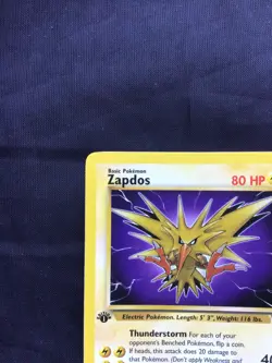 Pokemon Cards: Fossil 1st Edition Rare: Zapdos 30/62 - Image 2