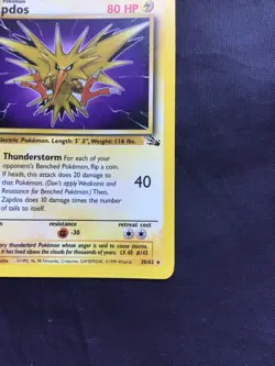 Pokemon Cards: Fossil 1st Edition Rare: Zapdos 30/62 - Image 4
