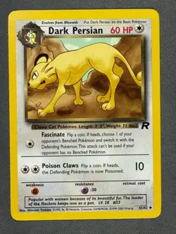 Dark Persian 42/82 Base Set Series Team Rocket Uncommon Stage 1 Pokemon Card NM - Image 1