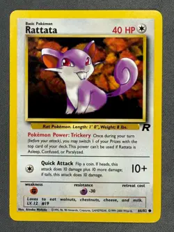 Rattata 66/82 Base Set Series Team Rocket Common Basic Pokemon Card 2000 NM - Image 1