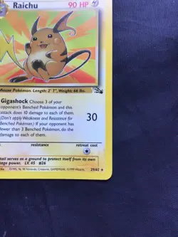 Pokemon Cards: Fossil 1st Edition Rare: Raichu 29/62 - Image 4