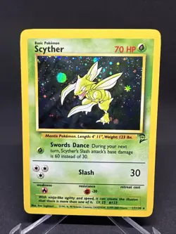 Pokemon TCG Scyther Base Set 2 Holo Unlimited Rare 17/130 Vintage Card - Image 2