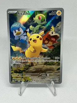 Pikachu 027 Sv: Scarlet & Violet Promo Cards Holo Pokemon Card Black Star - Image 1