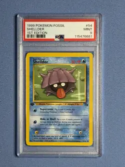 Pokemon TCG Shellder Fossil, 1st Edition Common Card 54/62 PSA 9 - Image 1