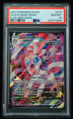 Sylveon VMAX 075 PSA 10 Evolving Skies Pokemon Card - Image 1