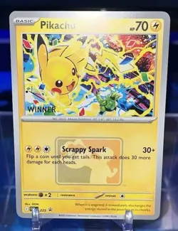 Pokemon Pikachu TCG 2025 World Championship Promo Card. Tournament Winner. NM - Image 1