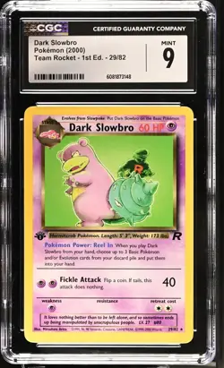 CGC 9 MINT Dark Slowbro Team Rocket 1st Edition 29/82 Pokemon Card - Image 1