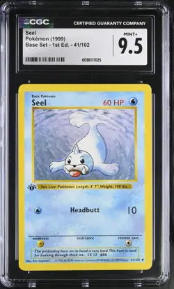 CGC 9.5 MINT+ Seel 1999 Base Set 1st Edition Shadowless 41/102 Pokemon Card - Image 1
