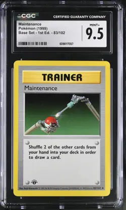 CGC 9.5 Maintenance 1999 Base Set 1st Edition Shadowless 83/102 Pokemon Card - Image 1
