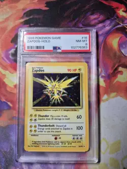 1999 Pokemon Game Zapdos Holo PSA 8 16/102 - Image 1