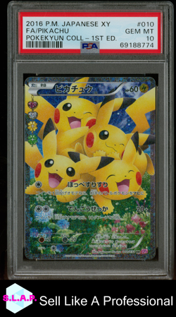 FA/PIKACHU POKEKYUN COLL-1ST ED. POKEMON JAP XY POKEKYUN COLL 2016 010 PSA 10 - Image 1