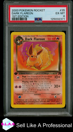 DARK FLAREON 1ST EDITION POKEMON ROCKET 2000 35 PSA 6 - Image 1