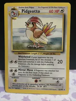Pidgeotto 22/102 Pokemon TCG Base Set Unlimited Regular Rare MP - Image 1