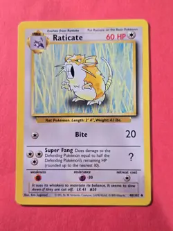 1999 Pokemon Base Unlimited #40 Raticate, UC, NF/H, cds1 - Image 1