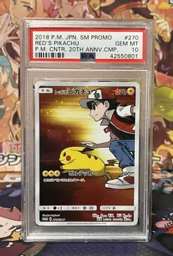 PSA 10 Pokemon Card Red’s Pikachu Japanese Promo 270/SM-P 20th Anniversary - Image 1