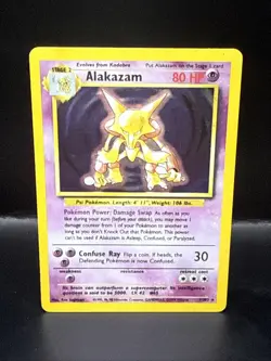Pokemon TCG Alakazam Base Set Holo Card 1/102 Unlimited Rare - Image 1