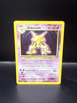 Pokemon TCG Alakazam Base Set Holo Card 1/102 Unlimited Rare - Image 3