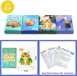 Card Games Old Maid, Go Fish, Slap Jack and Memory Classic - 4 Decks... - Image 2