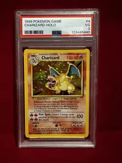 1999 Pokemon TCG Charizard Base Set Holo Rare PSA 3 #4 VG Graded Card Vintage - Image 1