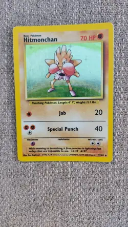 Pokemon TCG Hitmonchan Base Set, Holo Unlimited Rare Card 7/102 - Image 1