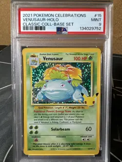 Pokemon TCG Celebrations Venusaur Holo Rare Card #15 Classic Collection PSA 9 - Image 1