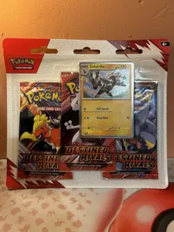Pokemon TCG Scarlet & Violet Destined Rivals 3 Pack Blister Card Zebstrika - Image 1