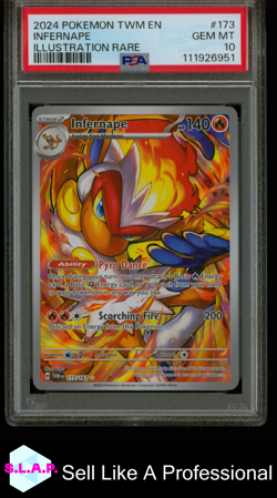 INFERNAPE ILLUSTRATION RARE POKEMON TWM EN-TWILIGHT MASQUERADE 2024 173 PSA 10 - Image 1