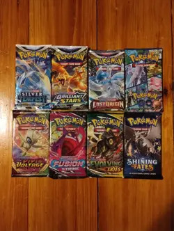 Lot 8 Pokemon Booster Packs Evolving Skies Fusion Strike Lost Origin +5 All SWSH - Image 1
