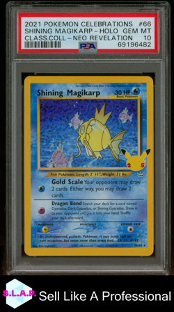 SHINING MAGIKARP-HOLO CLASS.COLL-NEO REV POKEMON CELEB 2021 66 PSA 10 - Image 1