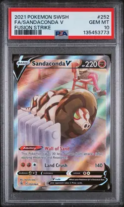 PSA 10 GEM MINT Pokemon Fusion Strike Sandaconda V 252/264 Alt Art Rare Holo - Image 1