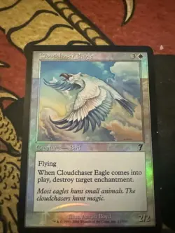 Mtg Magic 7th Edition Foil Misprint Print Line Cloudchaser Eagle Error Card - Image 1