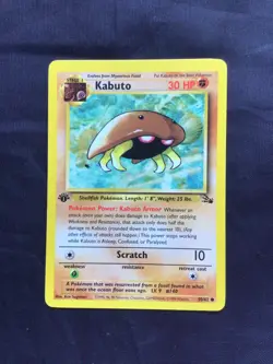 Pokemon Cards: Fossil 1st Edition Common: Kabuto 50/62 - Image 1