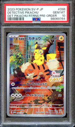 PSA 10 Detective Pikachu 098/SV-P Pre-Order Promo Japanese Pokemon Card GEM MINT - Image 1
