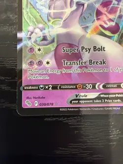 Pokemon Mewtwo Holo Ultra Rare TCG Card 030/078 Pokemon Go - Image 2