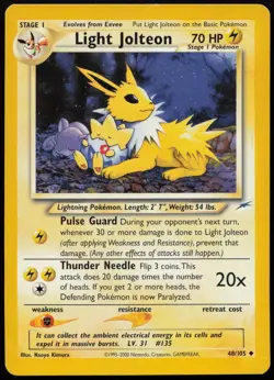 Light Jolteon #48 Neo Destiny Pokemon Card - Image 1