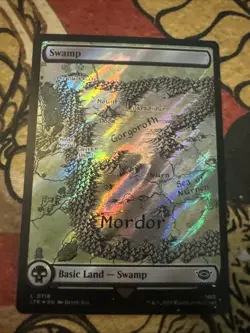 Mtg Magic LoTR Showcase Surge Foil Swamp Misprint Error Print Residue Card - Image 1